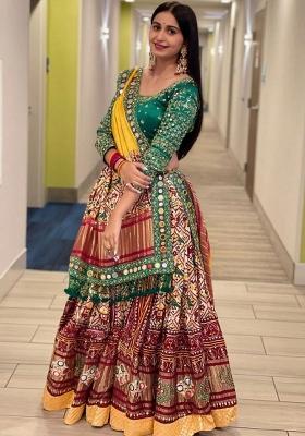 Multi Color Digital Print Silk Blend Chaniya Choli Set For Navratri And Garba for Diwali | Wedding & Festive Wear