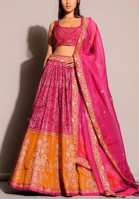 Pink Sequin Work Silk Blend Lehenga Set for Diwali and Festive Wear