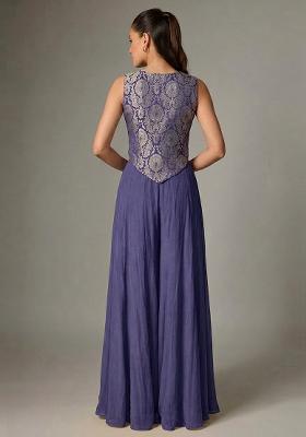 Violet Silk Fusion Set for Diwali and Festive Wear