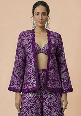 Purple Embroidered Tissue Fusion Set