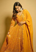 Yellow Embroidered Faux Blooming Anarkali