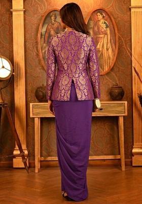 Purple Silk Fusion Set for Diwali and Festive Wear