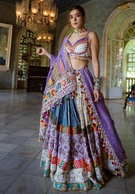 Multicolor Printed Silk Blend Chaniya Choli Set For Navratri And Garba for Diwali | Wedding & Festive Wear