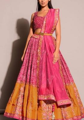 Pink Sequin Work Silk Blend Lehenga Set for Diwali and Festive Wear