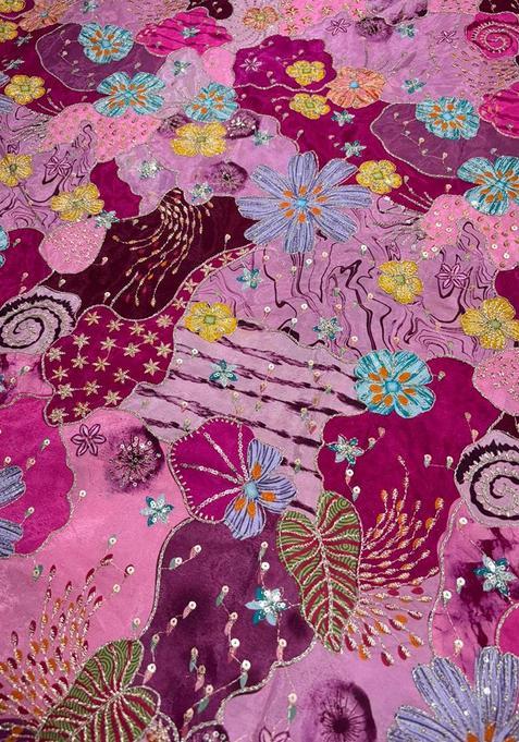 Pretty Magenta Purple Printed Crepe Mother Daughter Fusion Set | Twin In Charm