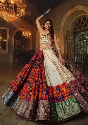 Multi Color Digital Print Silk Blend Chaniya Choli Set For Navratri And Garba for Diwali and Festive Wear