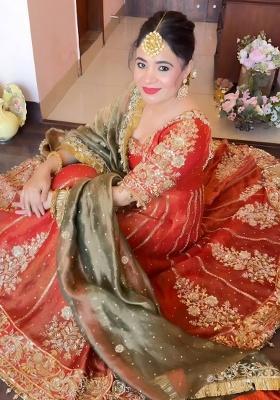 Orange Embroidered Silk Blend Anarkali Set