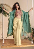 Rani Pink Embroidered Chinon Co Ord Set for Diwali | Wedding & Festive Wear