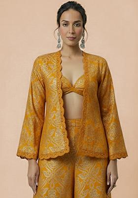 Mustard Embroidered Tissue Fusion Set