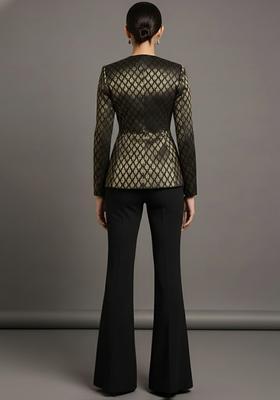 Black Brocade Fusion Set for Diwali and Festive Wear