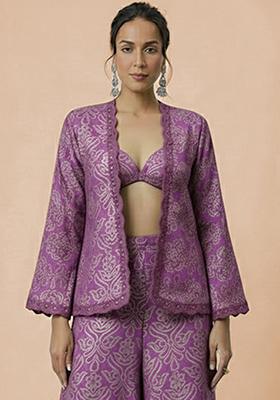 Purple Embroidered Tissue Fusion Set