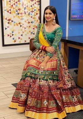Multi Color Digital Print Silk Blend Chaniya Choli Set For Navratri And Garba for Diwali | Wedding & Festive Wear