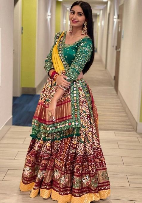 Multi Color Digital Print Silk Blend Chaniya Choli Set For Navratri And Garba for Diwali | Wedding & Festive Wear