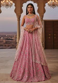 Pink Silk Blend Lehenga Set with Embroidered for Diwali | Wedding & Festive Wear