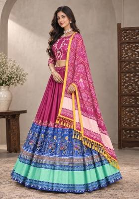 Multi Color Digital Print Silk Blend Chaniya Choli Set For Navratri And Garba for Diwali and Festive Wear