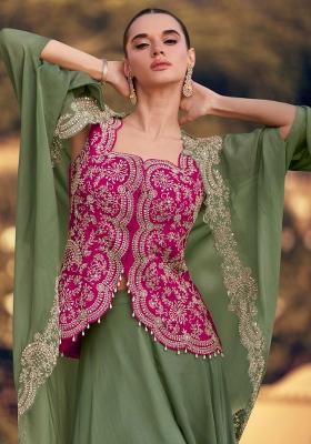 Pink Embroidered Silk Blend Anarkali Set