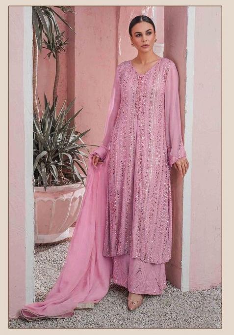 Pink Embroidered Georgette Pakistani Suit Set