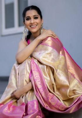Pink Jacquard Work Silk Blend Saree Set for Diwali | Wedding & Festive Wear