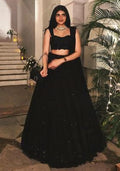 Black Embroidered Georgette Lehenga Set for Diwali and Festive Wear