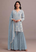 Sky Blue Chikankari Georgette Sharara Set