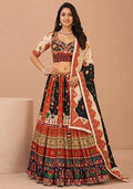 Black Printed Silk Blend Chaniya Choli Set For Navratri And Garba for Diwali | Wedding & Festive Wear