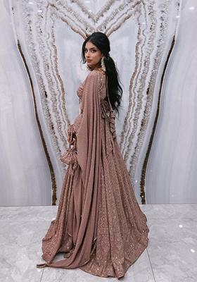 Pink Rosy Brown Georgette Lehenga Set with Embroidered & Sequin for Diwali | Wedding & Festive Wear