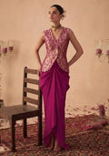 Magenta Pink Brocade Fusion Set for Diwali and Festive Wear