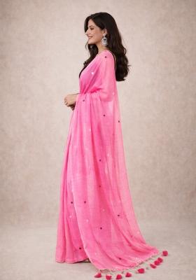 Pink Woven Khadi Saree Set for Diwali | Wedding & Festive Wear