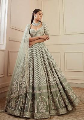 Pista With Dupatta Georgette Lehenga Set with Embroidered for Diwali | Wedding & Festive Wear