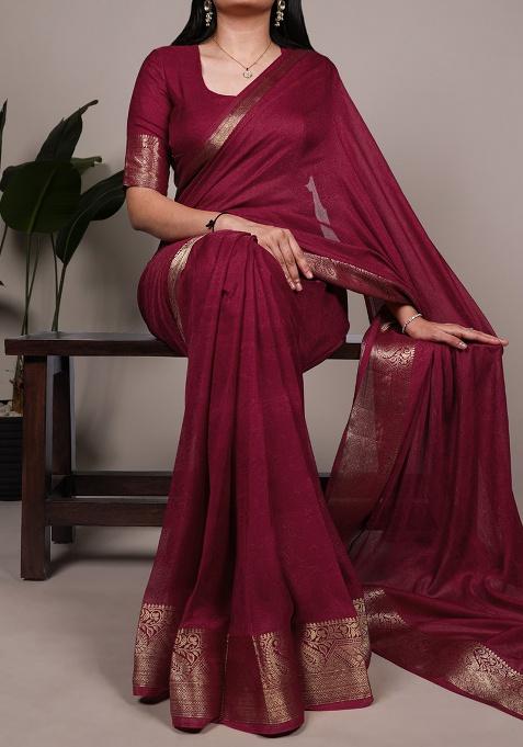 Crimson Printed Mass Mello Saree Set for Diwali and Festive Wear