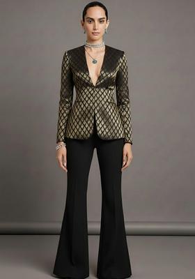 Black Brocade Fusion Set for Diwali and Festive Wear