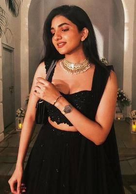 Black Embroidered Georgette Lehenga Set for Diwali and Festive Wear