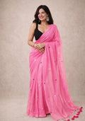 Pink Woven Khadi Saree Set for Diwali | Wedding & Festive Wear