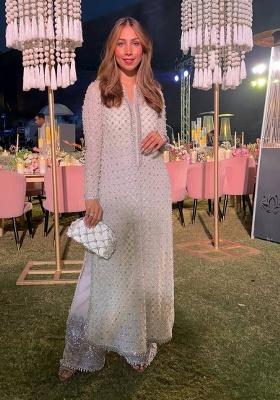 White Embellished Georgette Straight Kurta Set