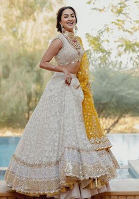 White Georgette Lehenga Set with Embroidered for Diwali | Wedding & Festive Wear