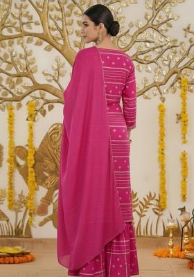 Pink Embroidered Chanderi Sharara Set