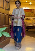 Blue Embroidery Silk Blend Salwar Kameez