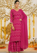 Pink Embroidered Chanderi Sharara Set