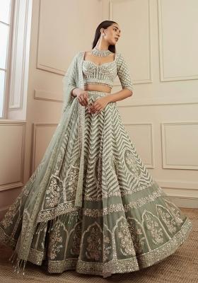 Pista With Dupatta Georgette Lehenga Set with Embroidered for Diwali | Wedding & Festive Wear