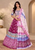 Multi Color Digital Print Silk Blend Chaniya Choli Set For Navratri And Garba for Diwali and Festive Wear