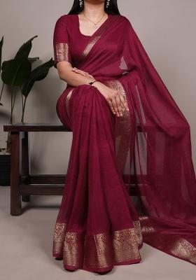 Crimson Printed Mass Mello Saree Set for Diwali and Festive Wear