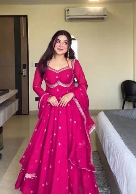 Peach Embroidered Faux Blooming Anarkali Set