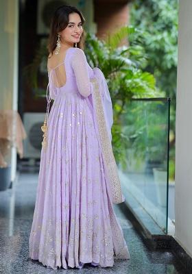 Orchid Sequin Work Faux Blooming Anarkali Set