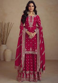 Pink Embroidered Silk Blend Sharara Set