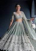 Rama Green Work Net Lehenga Set with Sequin for Diwali | Wedding & Festive Wear