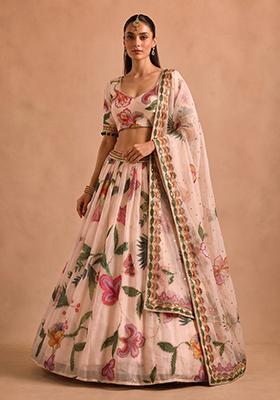 Multicolor Silk Blend Lehenga Set with Printed for Diwali | Wedding & Festive Wear