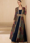 Blue Printed Georgette Anarkali Set