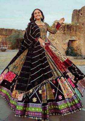 Multi Color Digital Print Silk Blend Chaniya Choli Set For Navratri And Garba for Diwali | Wedding & Festive Wear