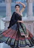 Multicolor Printed Silk Blend Chaniya Choli Set For Navratri And Garba for Diwali and Festive Wear