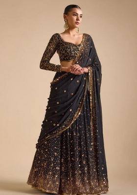 Black Embellished Georgette Lehenga Set for Diwali | Wedding & Festive Wear